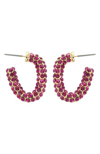Panacea Crystal Hoop Earrings In Pink