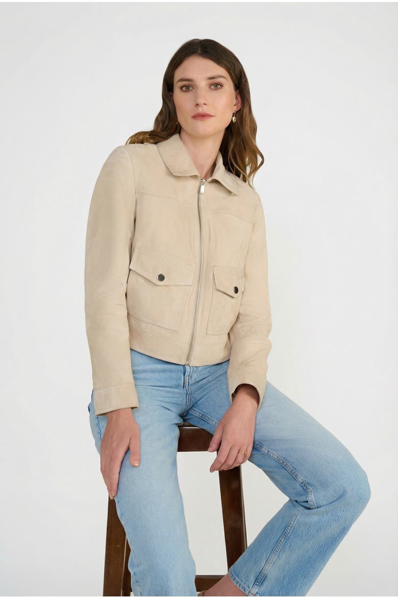 Isabella Suede Jacket, Alternate, color, Beige