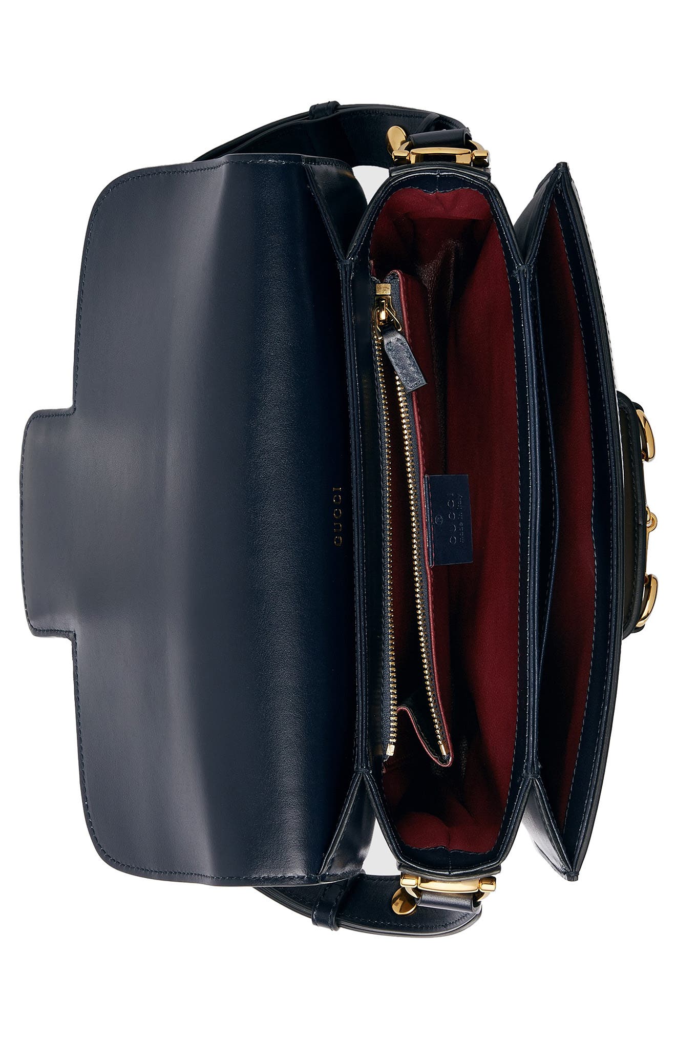 Gucci 1955 Horsebit Canvas & Leather Shoulder Bag, Alternate, color, 