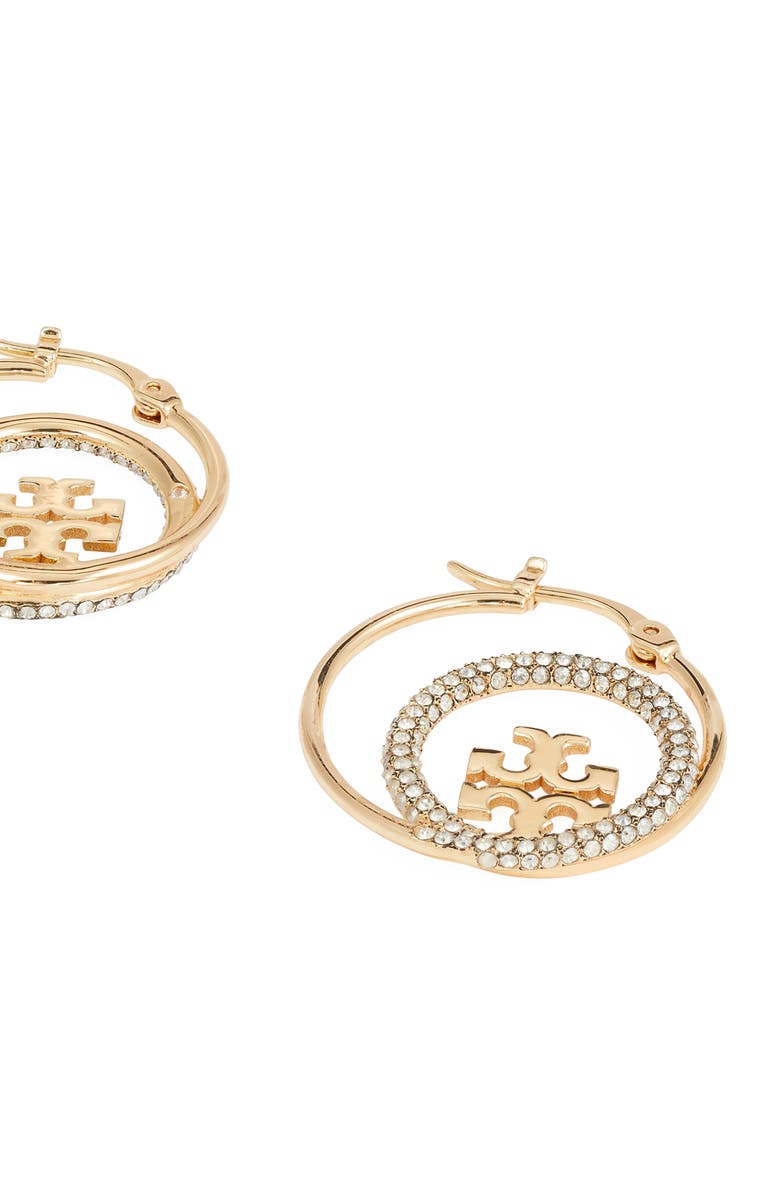 Tory Burch Miller Pavé Hoop Earrings, Alternate, color, 
