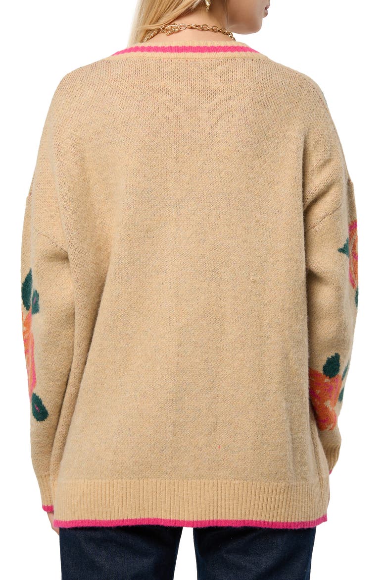 Rose Motif Cardigan, Alternate, color, NATURAL
