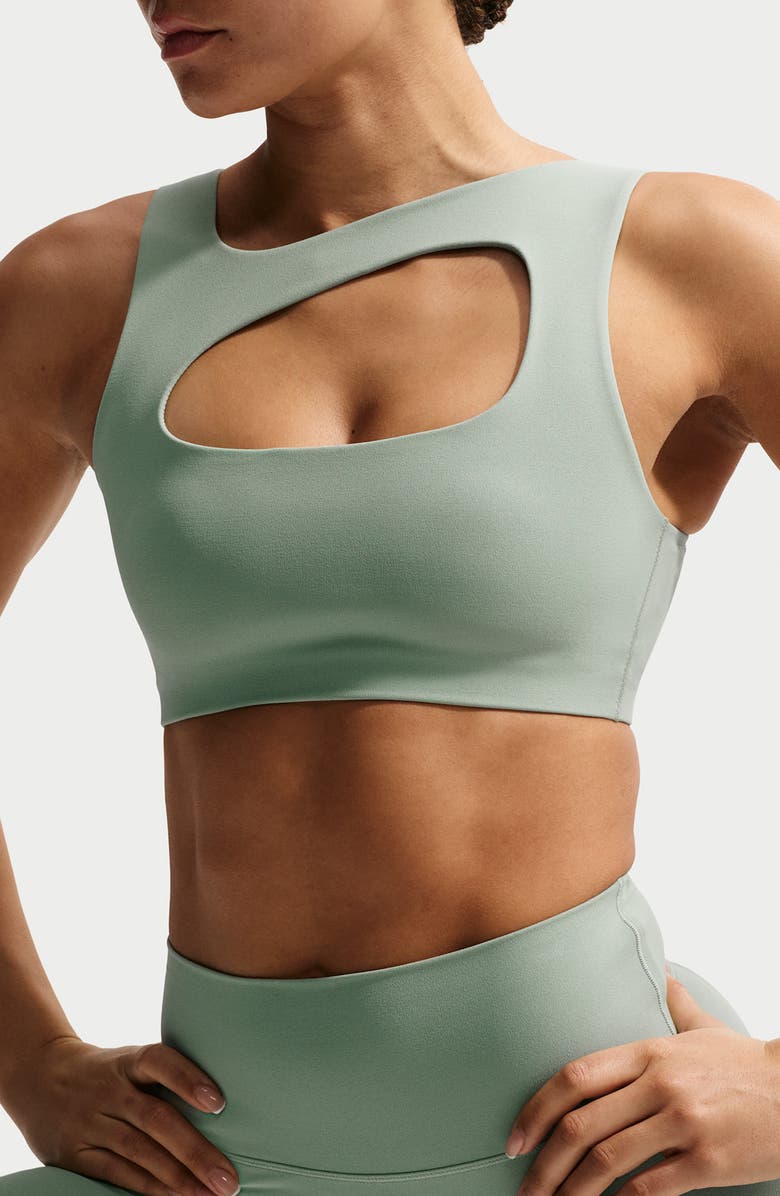 Nike Zenvy Dri-FIT Sports Bra, Main, color, Steam/ White