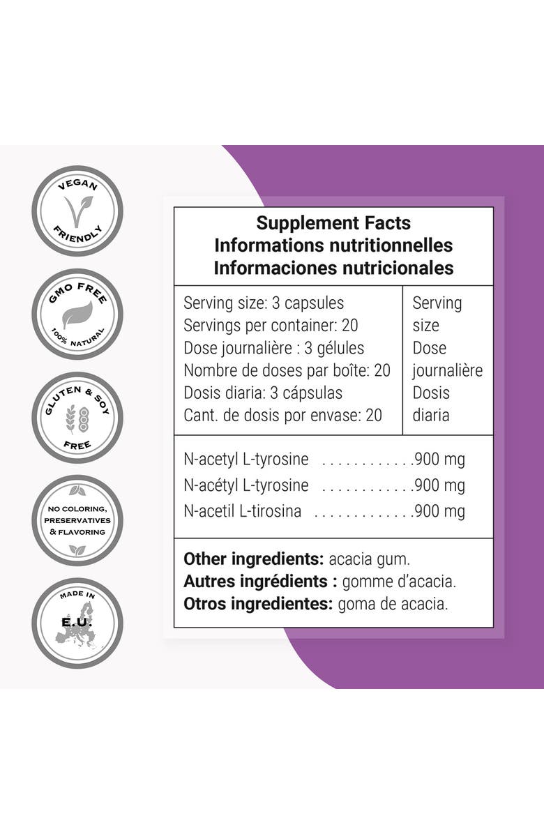 SuperSmart N-Acetyl L-Tyrosine Supplement, Alternate, color, NO COLOR