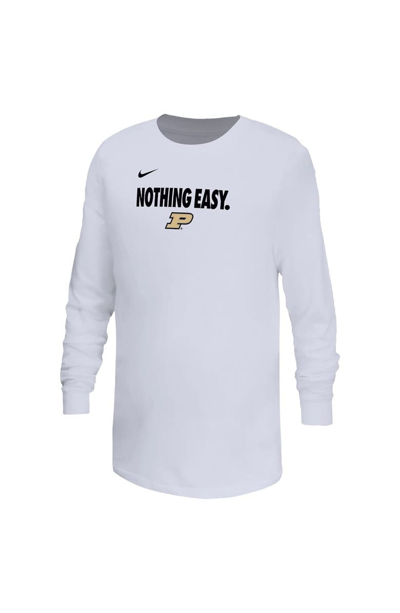 Nike Youth Nike White Purdue Boilermakers 2025 On-Court Bench Long Sleeve T-Shirt, Alternate, color, 