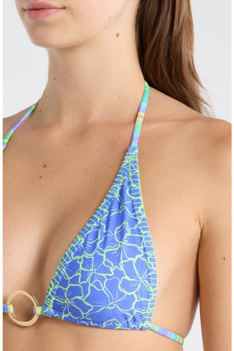 Ring Lace Stitch Halter Bikini Top, Alternate, color, SUGAR WAVE