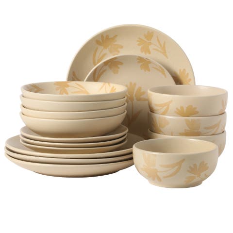 Admiral Hall 16-Piece Floral Stoneware Dinnerware Set