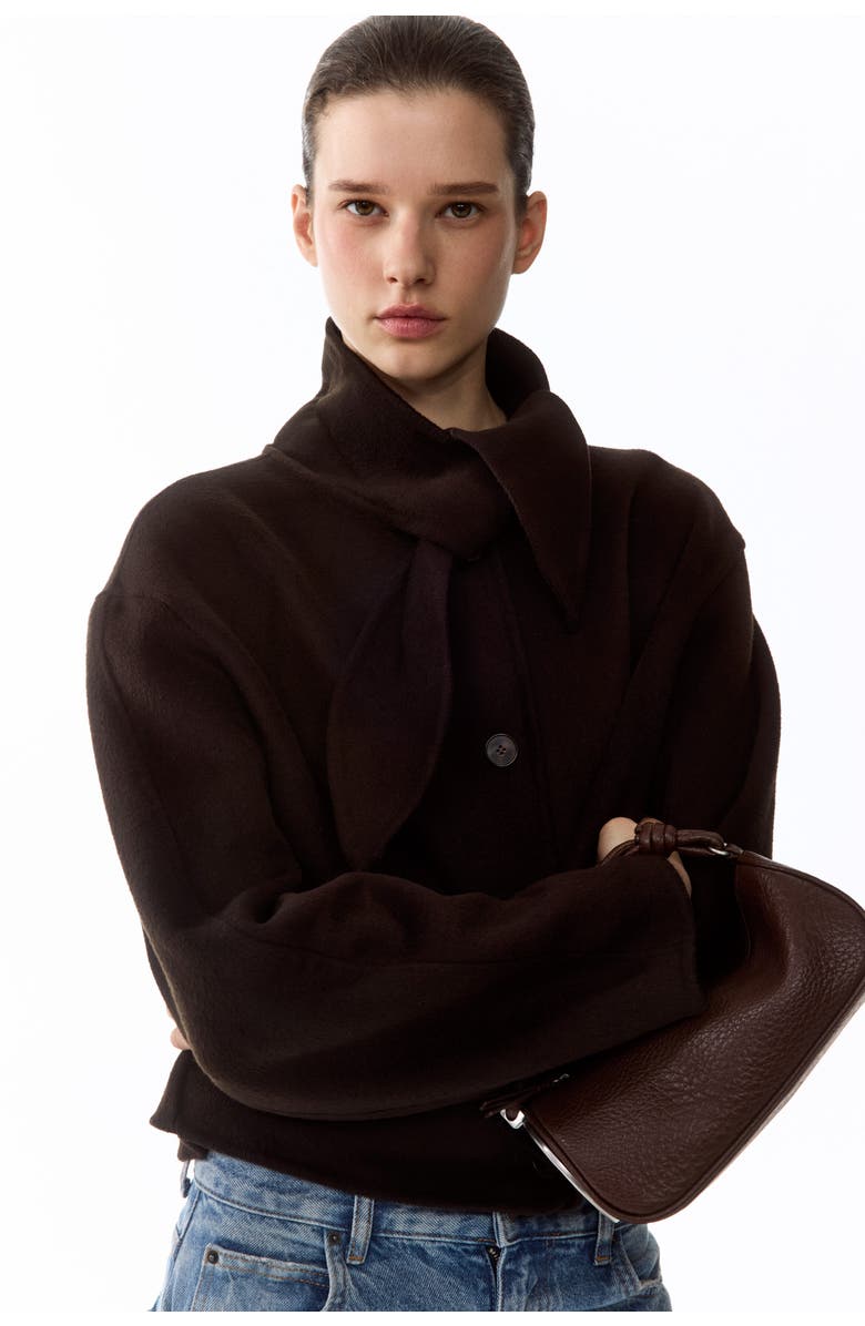 H&M Handmade Wool-blend Jacket, Alternate, color, Dark Brown