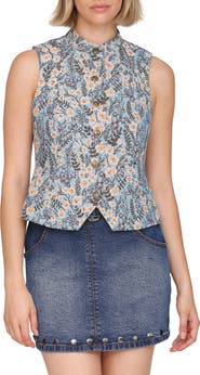 Avec Les Filles Cropped Brocade Vest