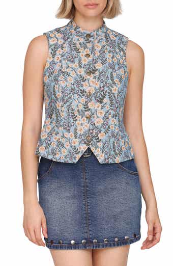 Avec Les Filles Cropped Brocade Vest
