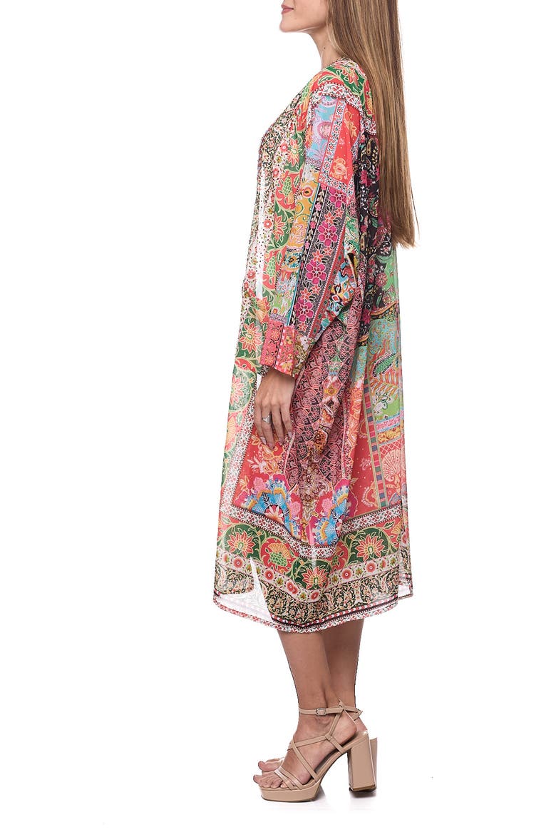 Tie Waist Longline Cover-Up Cape, Alternate, color, PINK