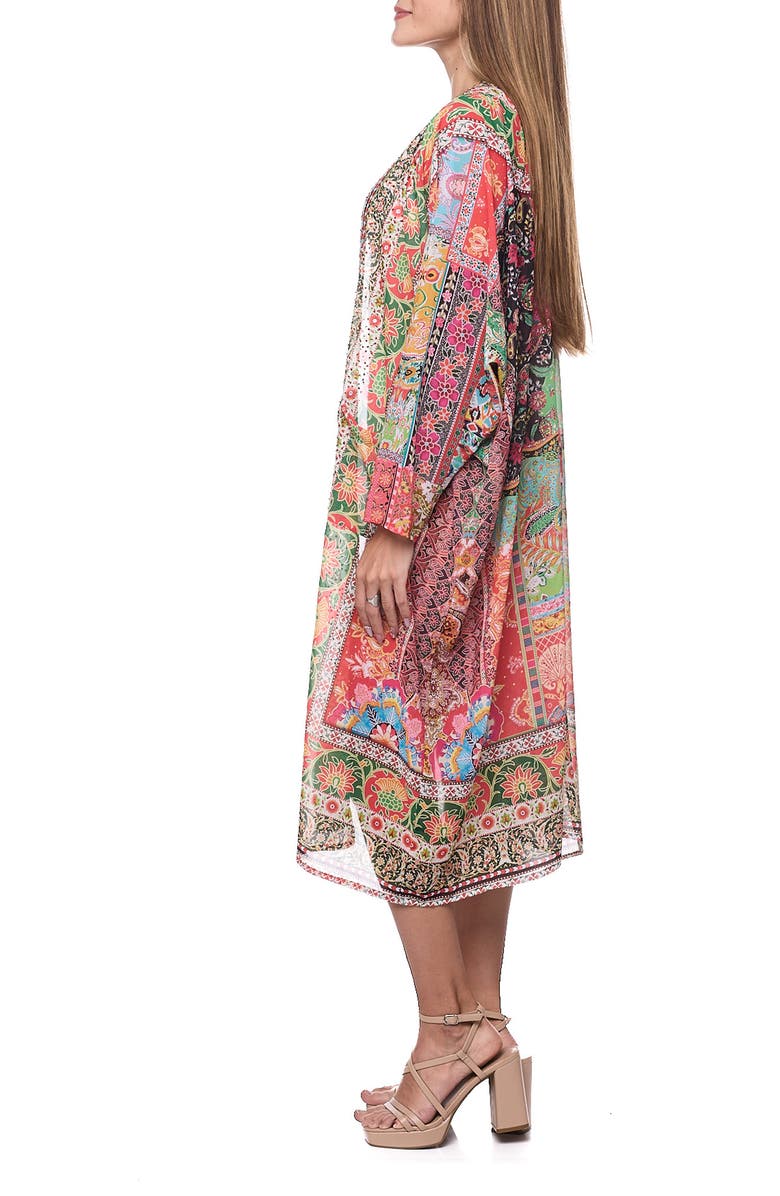 RANEES Tie Waist Longline Cover-Up Cape, Alternate, color, Pink