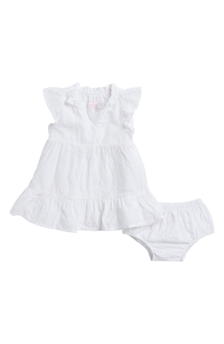 vineyard vines Eyelet Ruffle Cotton Dress & Bloomers Set, Main, color, 