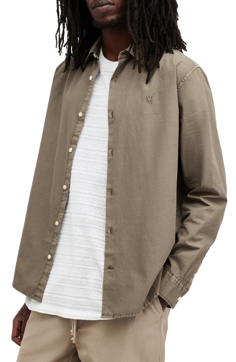 AllSaints Tahoe Button-Up Shirt, Alternate, color, Acre Brown