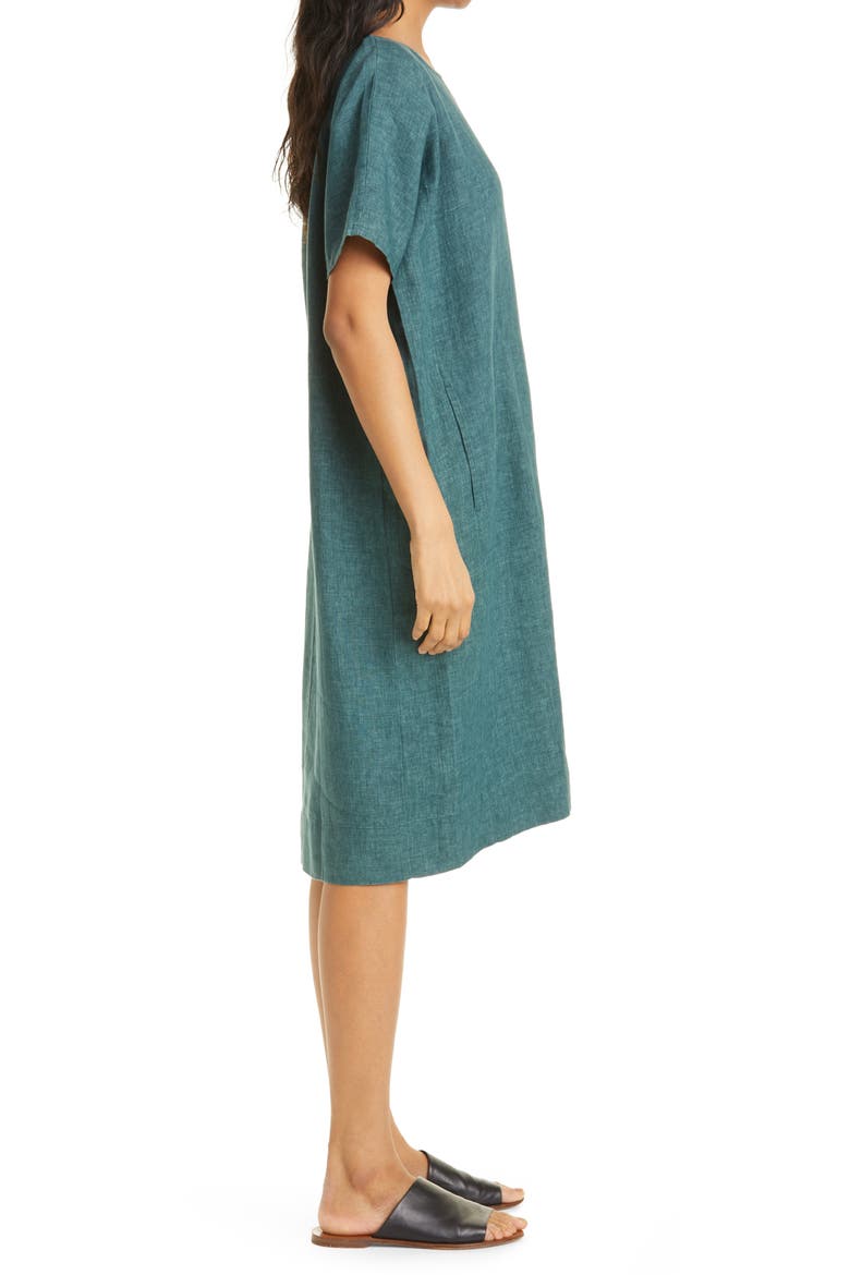 Organic Linen Shift Dress, Alternate, color, AGEAN