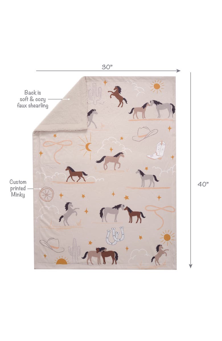 Lambs & Ivy Country Western Cowboy/Cowgirl Soft Warm Fleece Baby Blanket, Alternate, color, Beige