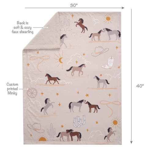 Lambs & Ivy Country Western Cowboy/cowgirl Soft Warm Fleece Baby Blanket In Pink