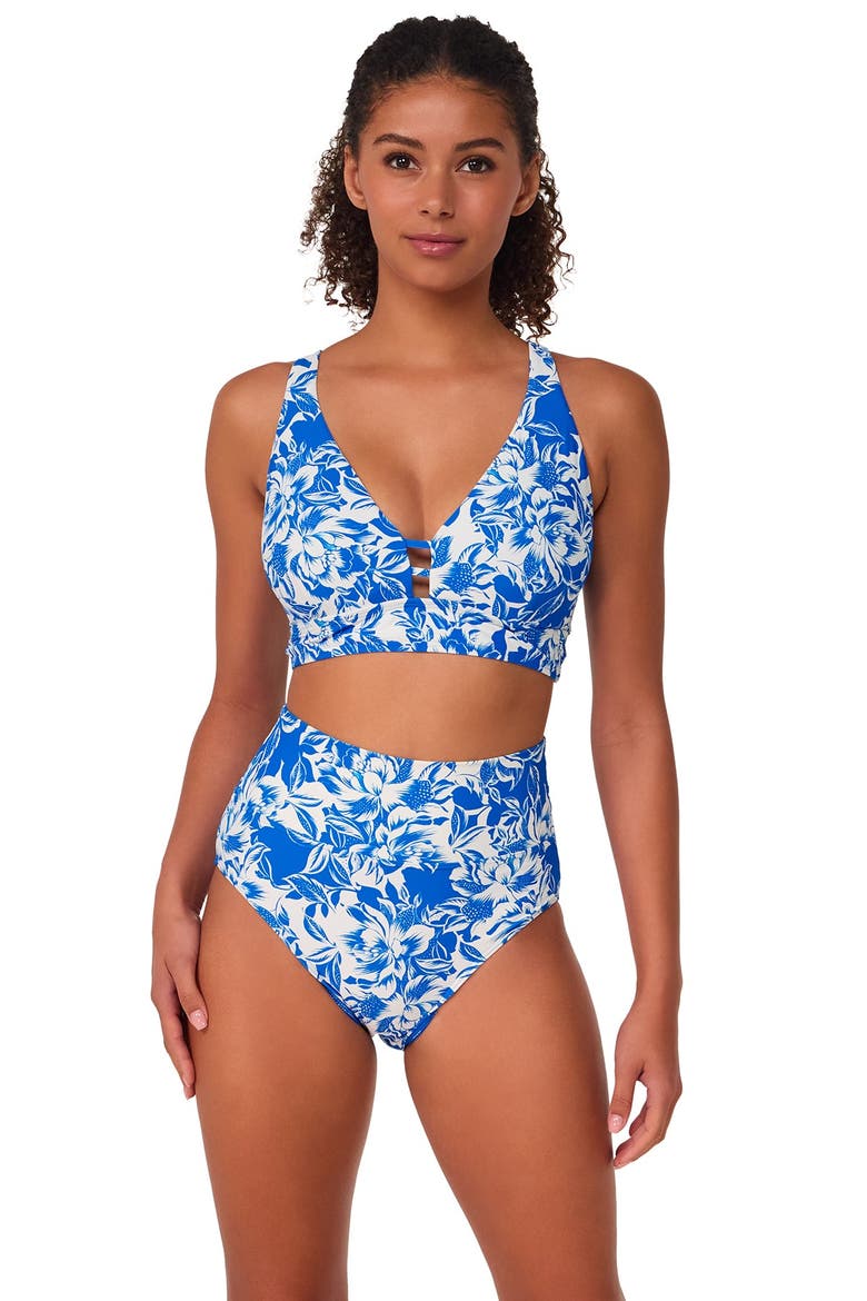 Hannah High Waist Bikini Swim Bottoms, Alternate, color, Chelsea Petals