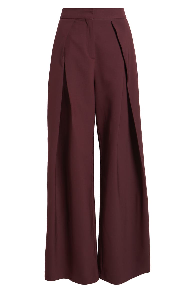 Laura Pleated Wide Leg Pants, Alternate, color, MAROON