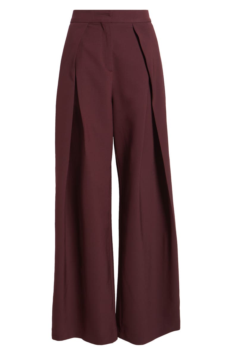 MANGO Laura Pleated Wide Leg Pants, Alternate, color, Maroon