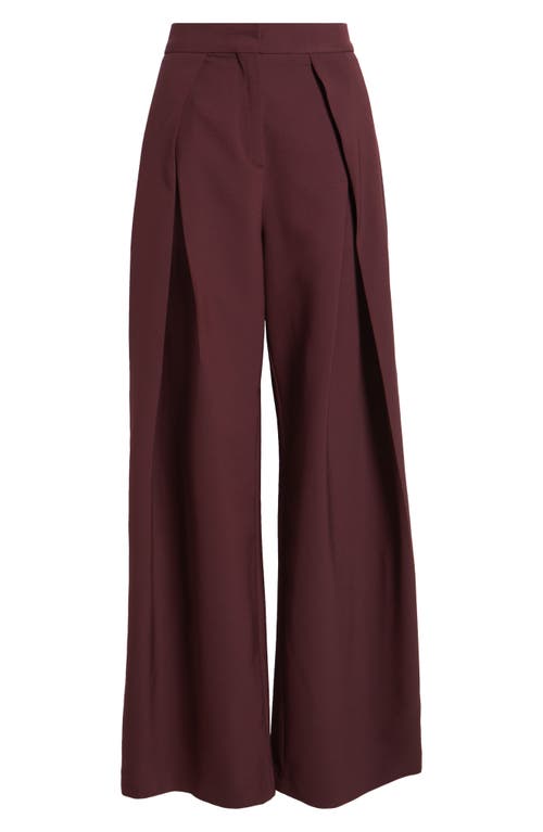 Mango Laura Pleated Wide Leg Pants In Burgundy