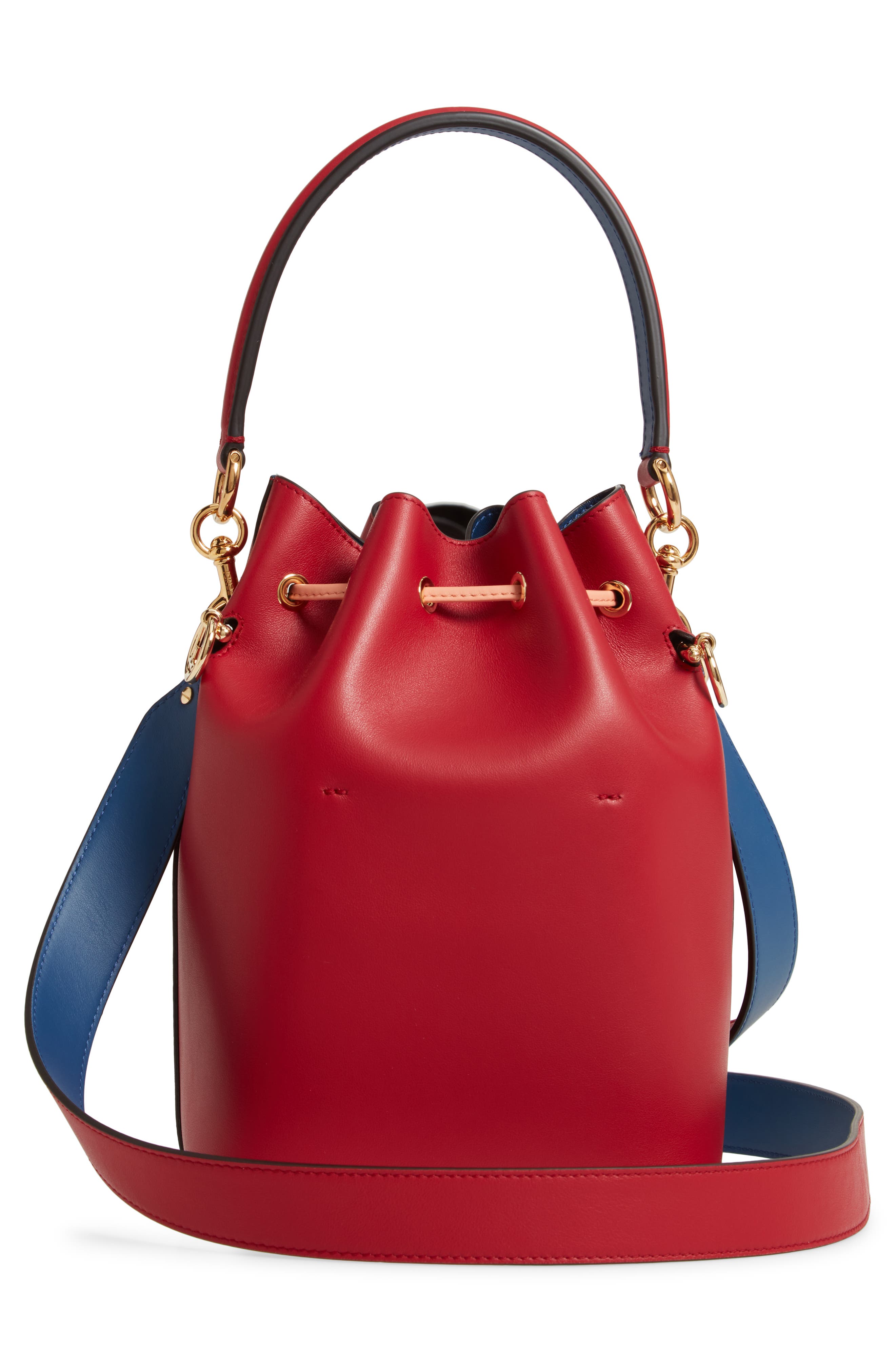 Fendi Mon Tresor Perforated Logo Leather Bucket Bag, Alternate, color, 
