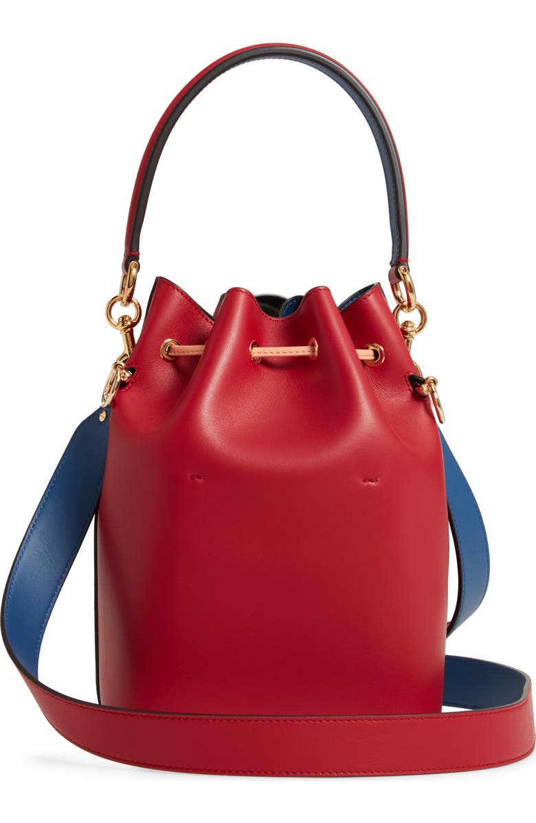 Fendi Mon Tresor Perforated Logo Leather Bucket Bag, Alternate, color,