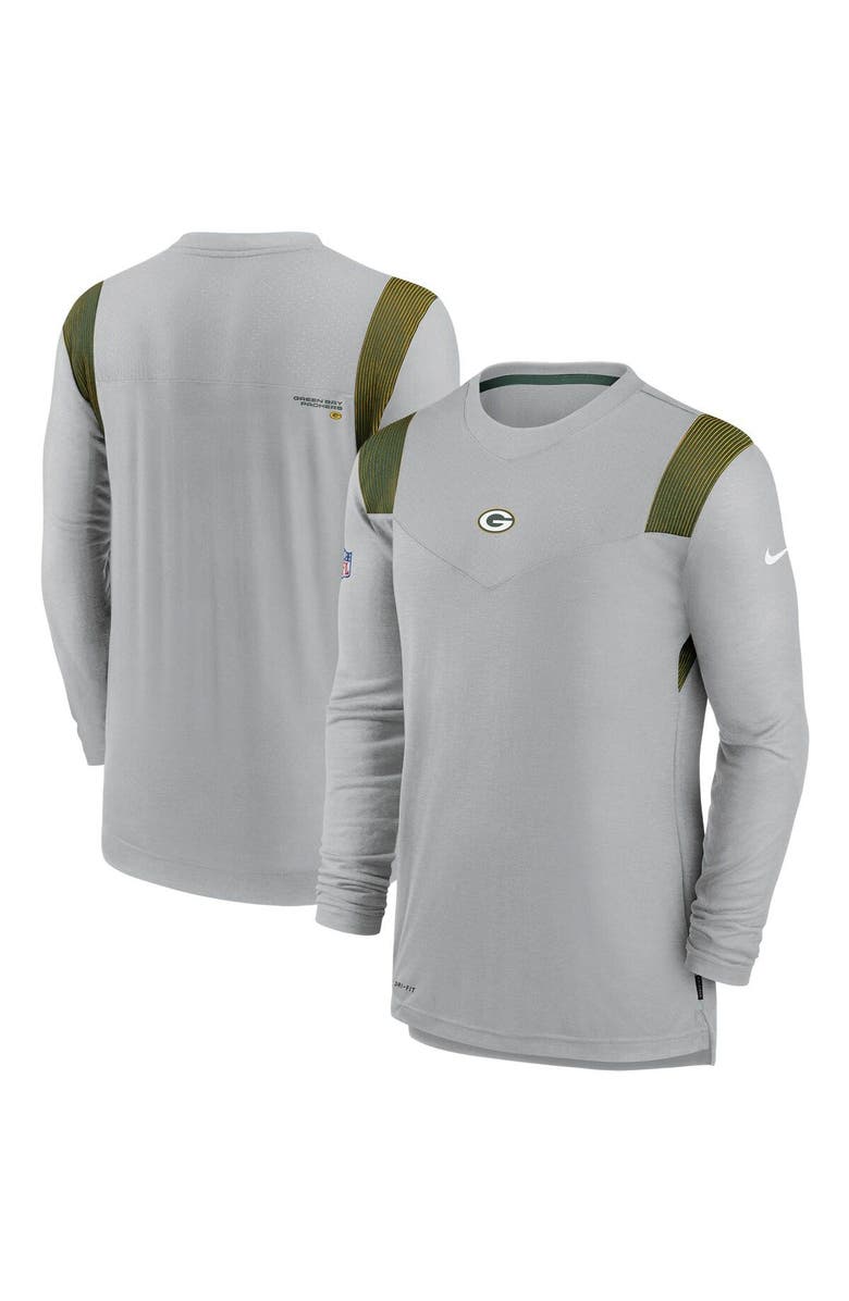 Nike Men's Nike Gray Green Bay Packers Sideline Player UV Performance Long Sleeve T-Shirt, Main, color, 