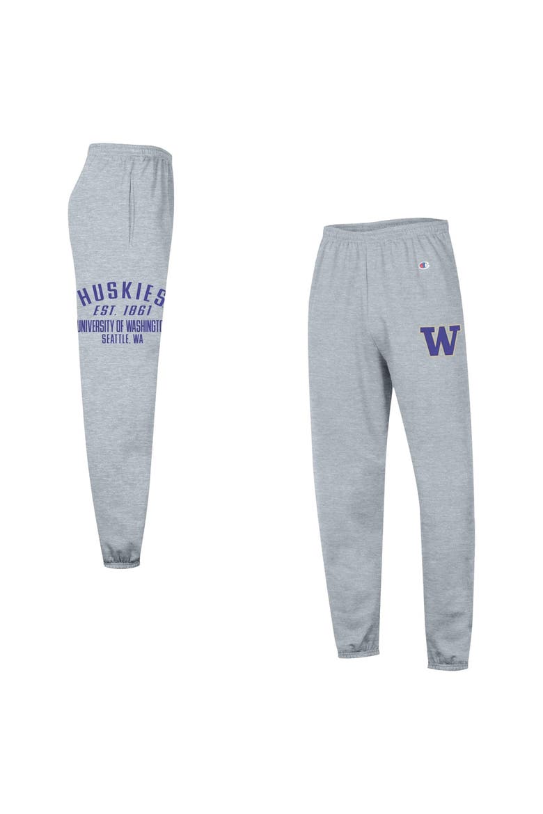 Men's Champion  Heather Gray Washington Huskies Powerblend Banded Fleece Sweatpants, Main, color, Heather Gray