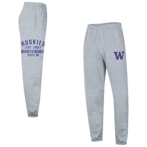 Men's Champion  Heather Gray Washington Huskies Powerblend Banded Fleece Sweatpants