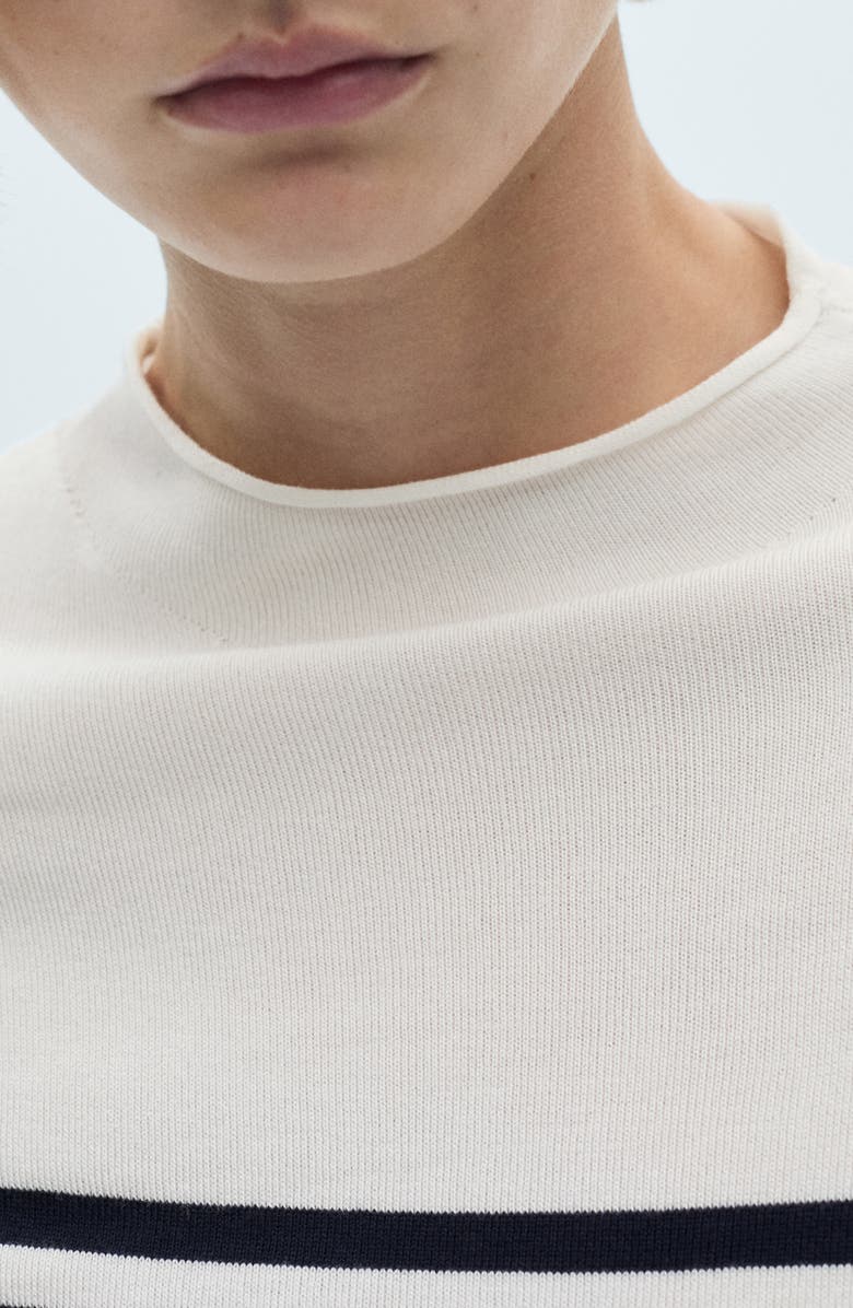 MANGO Stripe Short Sleeve Sweater, Alternate, color,