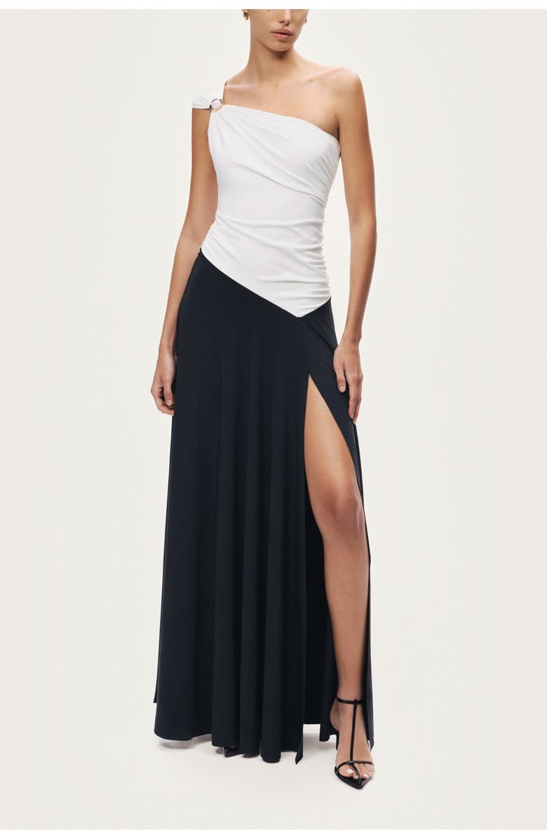 Nocturne One-Shoulder Contrast Maxi Dress, Main, color, Multi-Colored