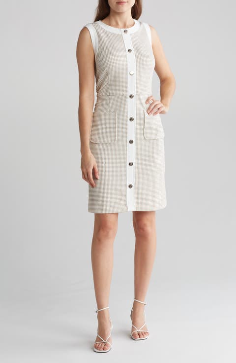Grid Textured Sheath Dress