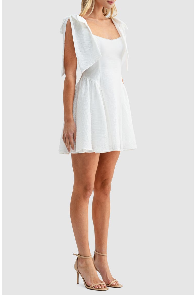 Tie Shoulder Fit & Flare Minidress, Alternate, color, WHITE
