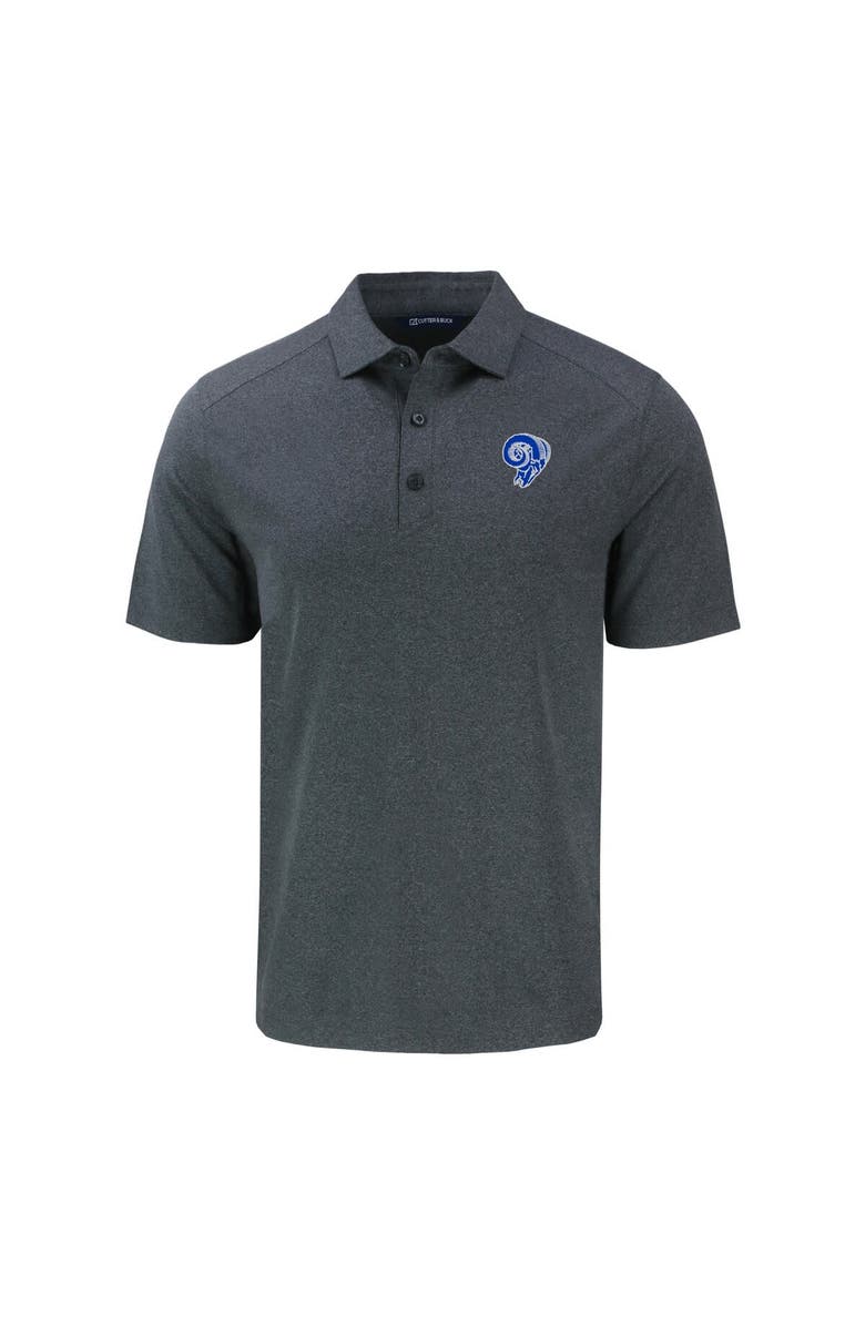 Cutter & Buck Men's Cutter & Buck  Heather Black Los Angeles Rams Throwback Big & Tall Forge Eco Stretch Recycled Polo, Alternate, color, 