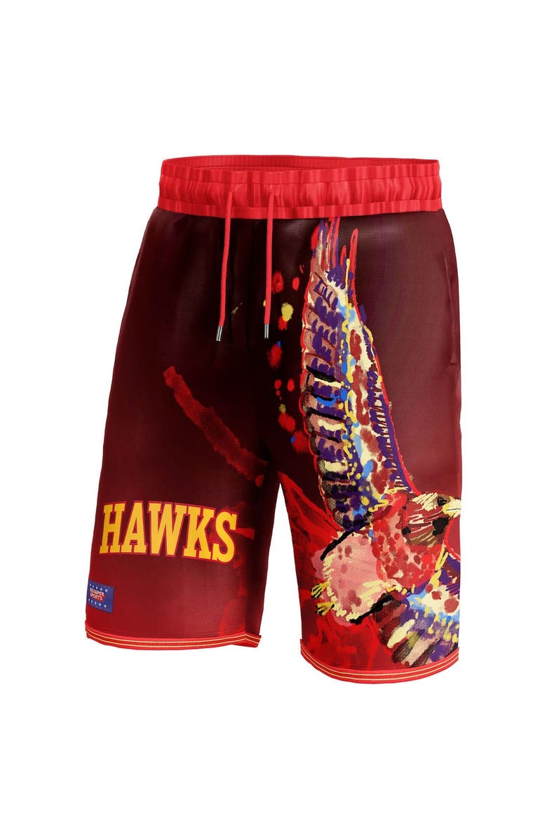 NBA X KIDSUPER Unisex NBA & KidSuper Studios by Fanatics Red Atlanta Hawks Hometown Shorts, Alternate, color, Red