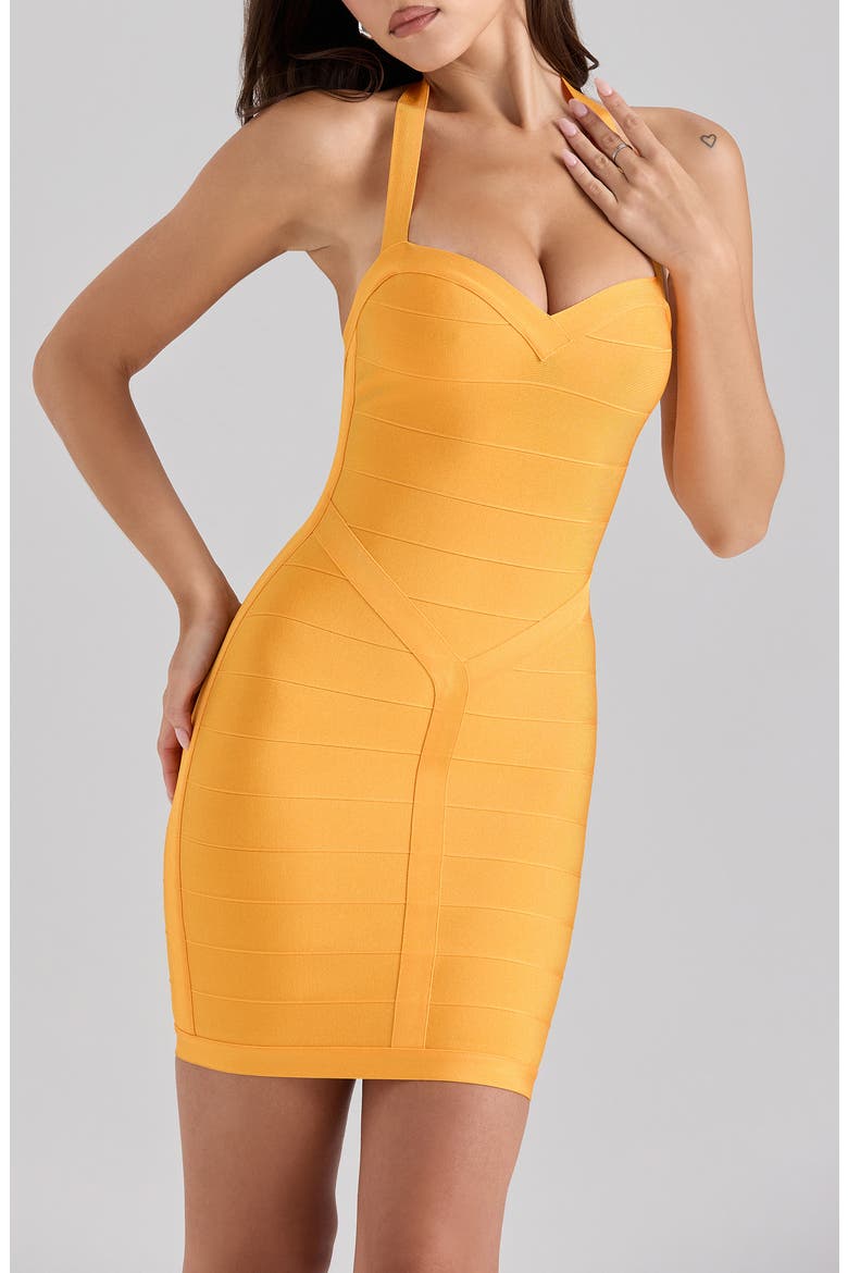 The Supermodel Halter Neck Bandage Minidress, Alternate, color, ORANGE SHERBET