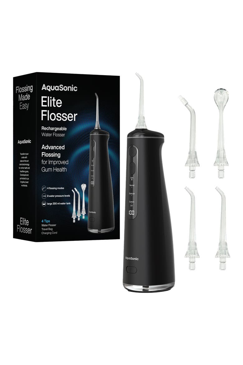 Elite Flosser Rechargeable Water Flosser Black, Main, color, BLACK