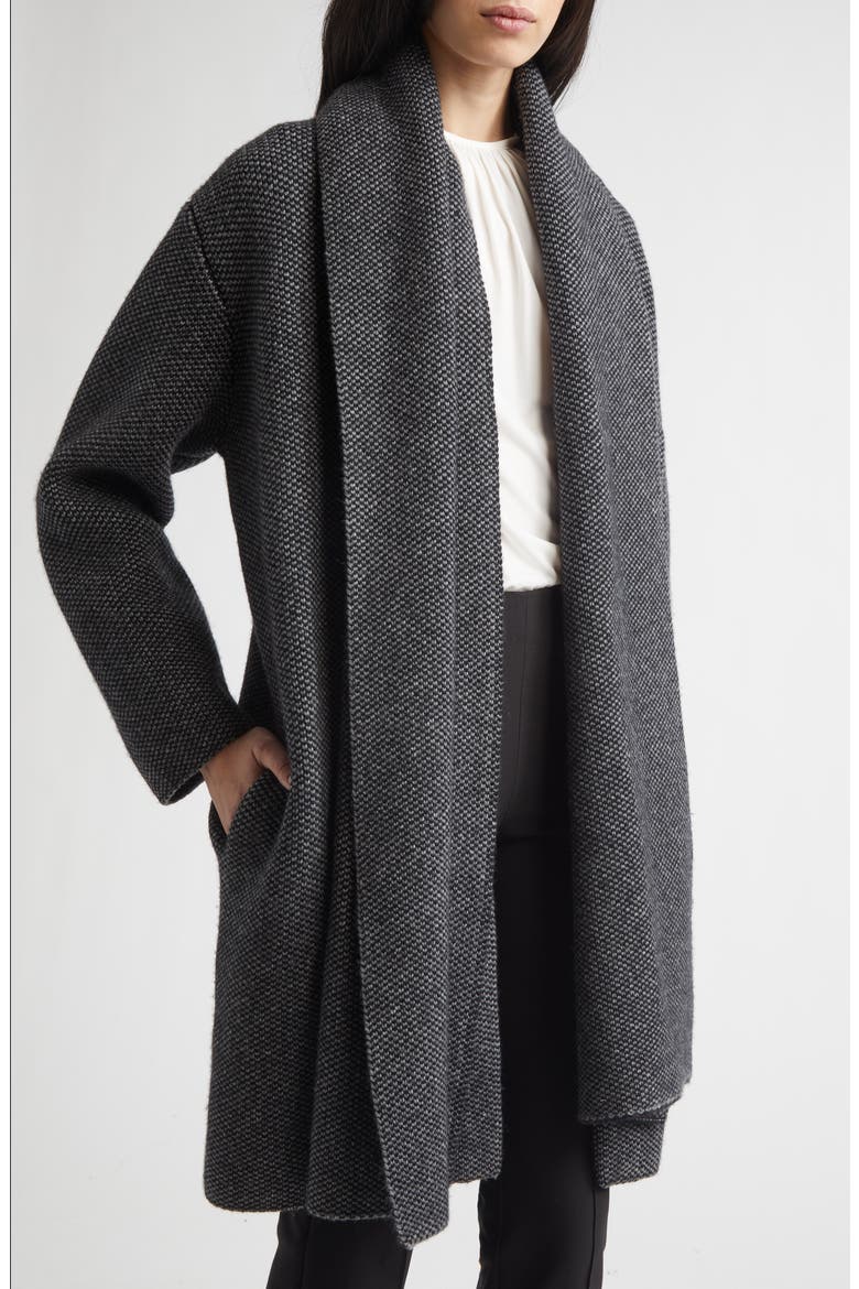 Drape Sweater Coat, Alternate, color, BLACK/ DARK HEATHER GREY