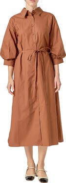 English Factory Flared Cotton Midi Dress