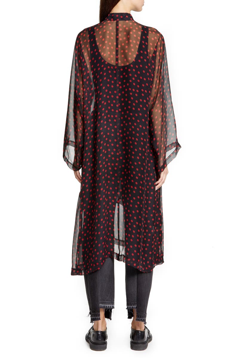 Comme des Garçons Long Sleeve Polka Dot Silk Chiffon Midi Dress, Alternate, color, 