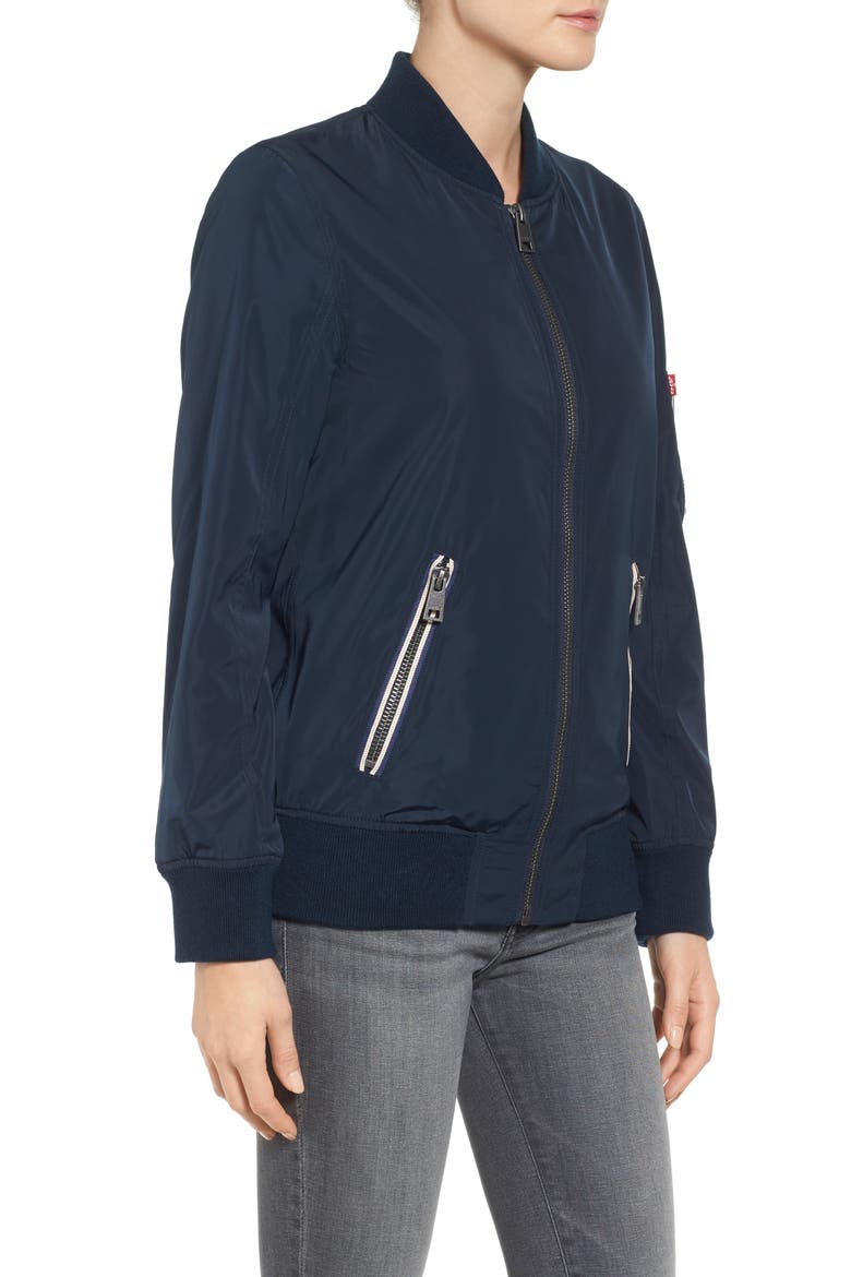 MA-1 Satin Bomber Jacket, Alternate, color, NAVY