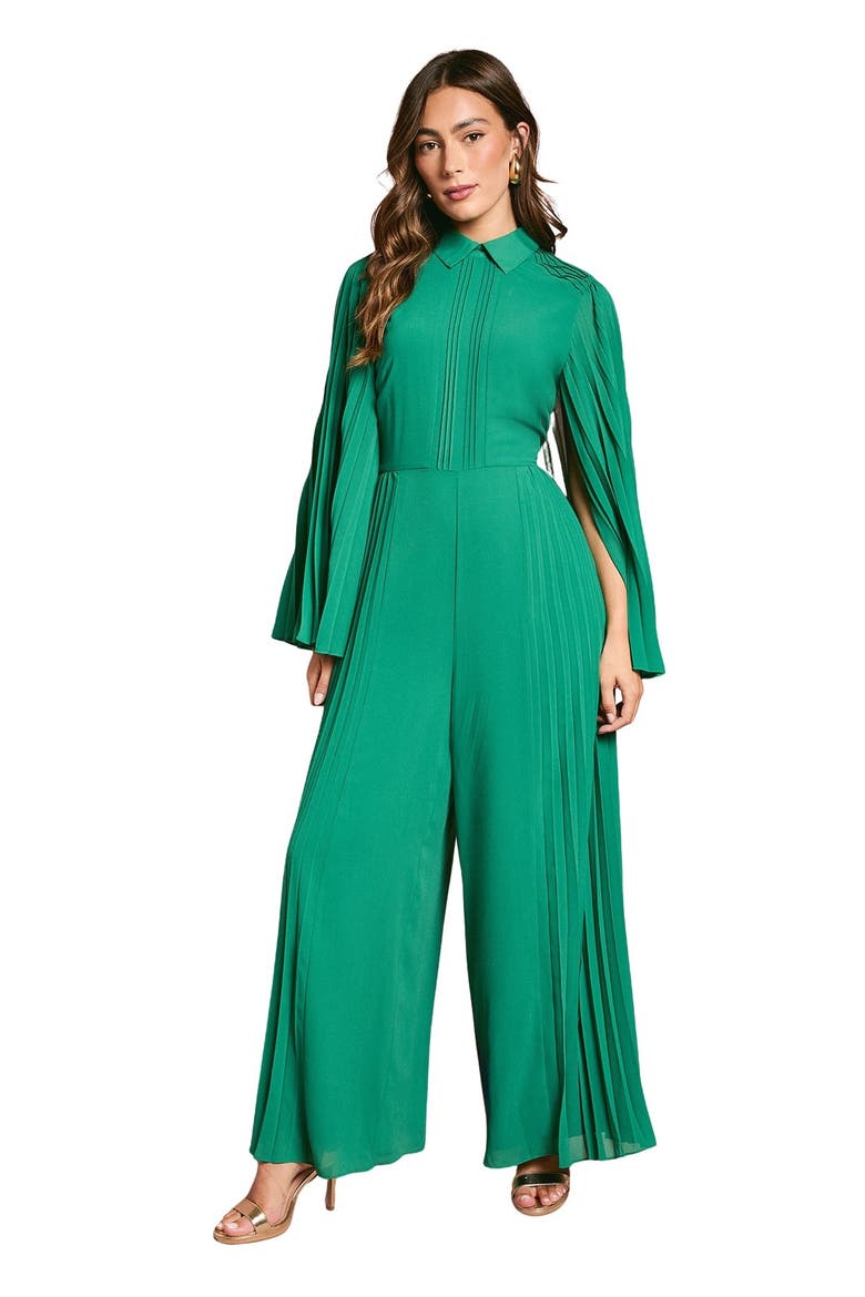 Pleat Wide Leg Jumpsuit, Main, color, Emerald