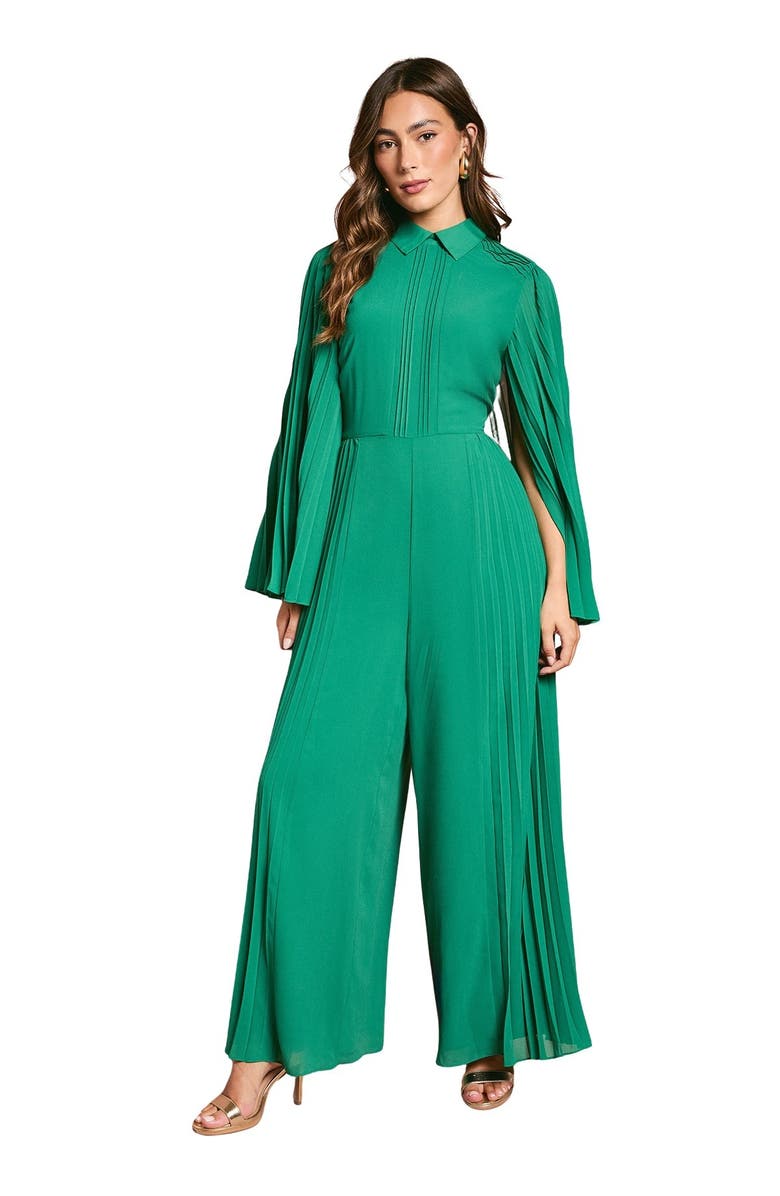 Coast Pleat Wide Leg Jumpsuit, Main, color, Emerald