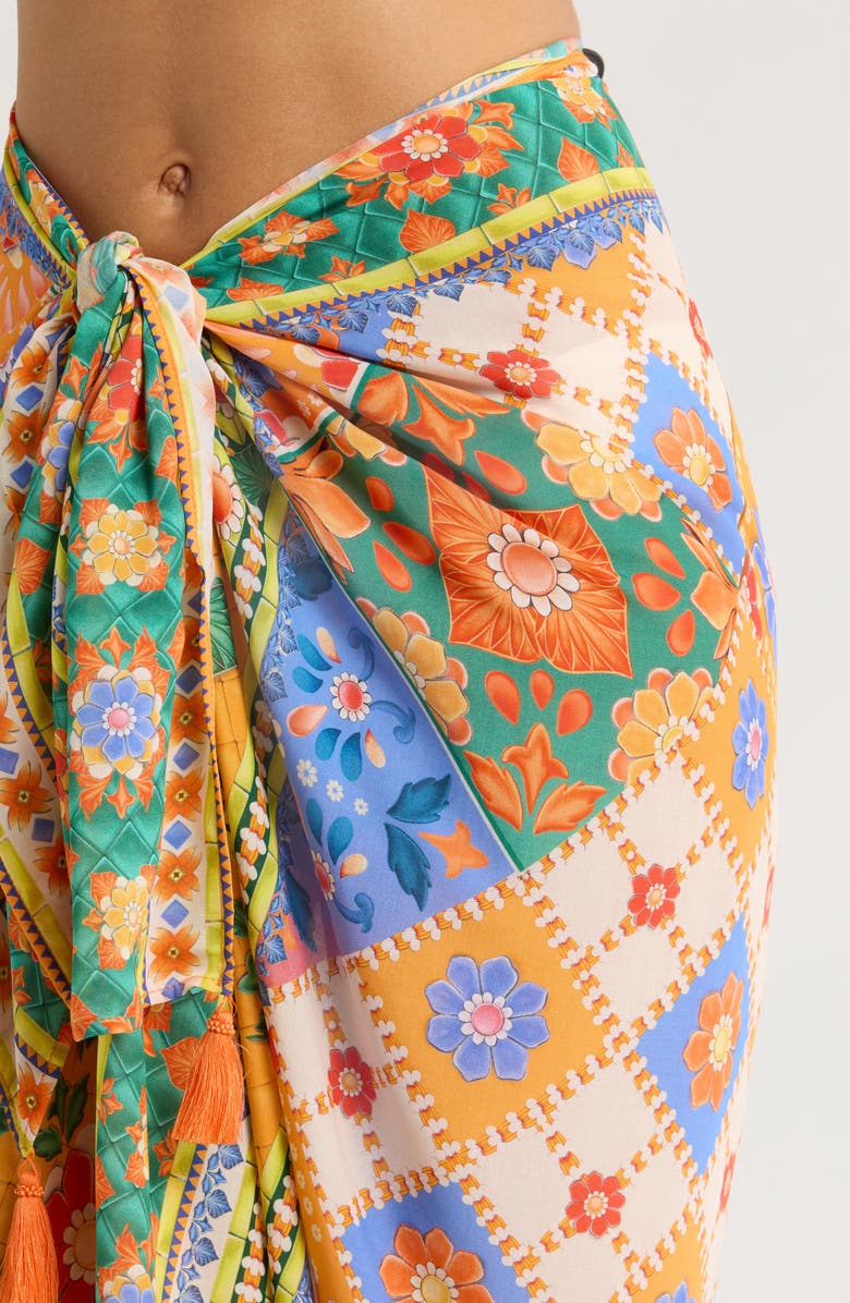 Agua Bendita Marine Tile Cover-Up Pareo, Alternate, color, Multicolor