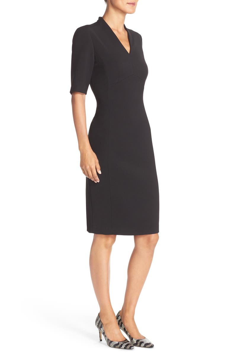 Tahari V-Neck Woven Sheath Dress, Alternate, color, 