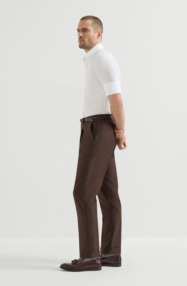 Brunello Cucinelli Virgin wool trousers, Alternate, color, Brown