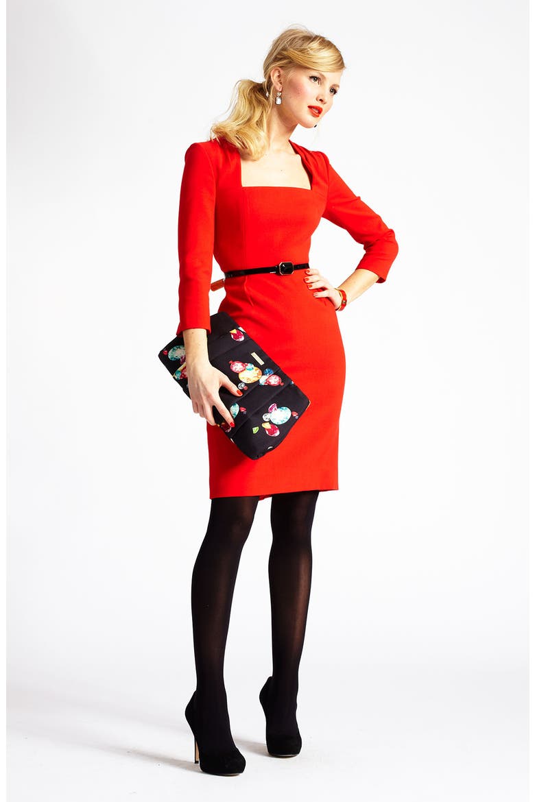 'shiella' woven sheath dress, Alternate, color, MODERN RED