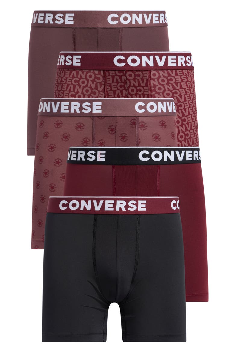Assorted 5-Pack Boxer Briefs, Main, color, DEEP BORDEAUX