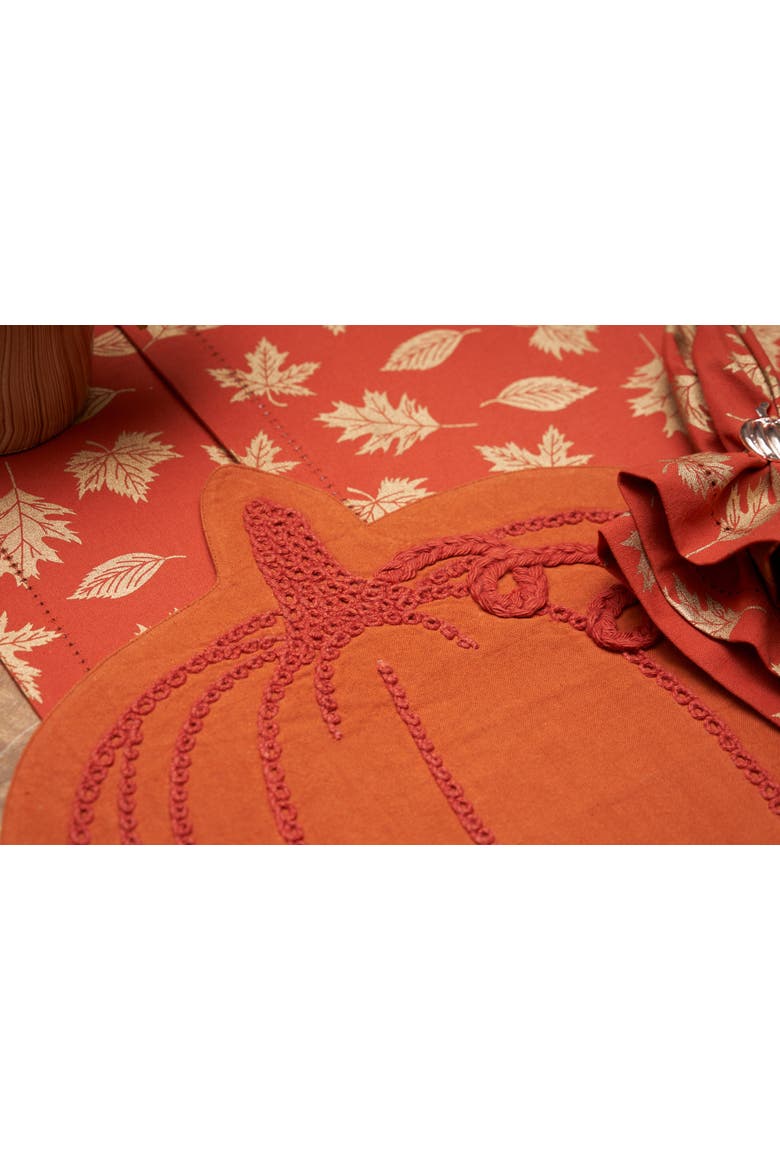 Lux Botanical Fall Leaf Hemstitch Runner 14" x 72", Alternate, color, Gold
