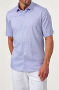 STUDIO GARNET LOS ANGELES Dynamic Comfort Short Stretch Cotton Sleeve Button-Up Shirt